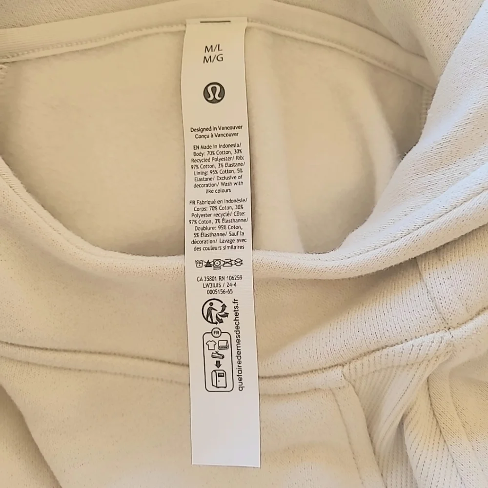 lululemon athletica | Scuba Oversized Fleece Side Slit Hoodie Bone M/L - Picture 8 of 8